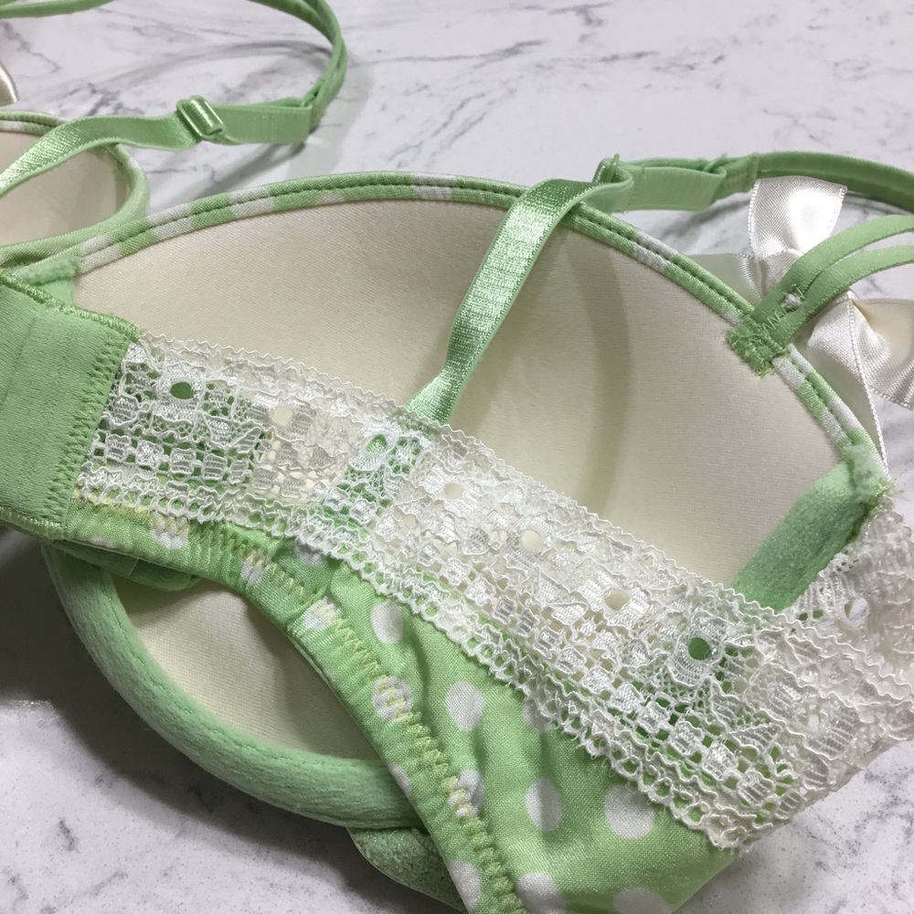 B. Tempt’d By Wacoal Polka Dotted Push Up Bra Lime Green 32C - Picture 8 of 16
